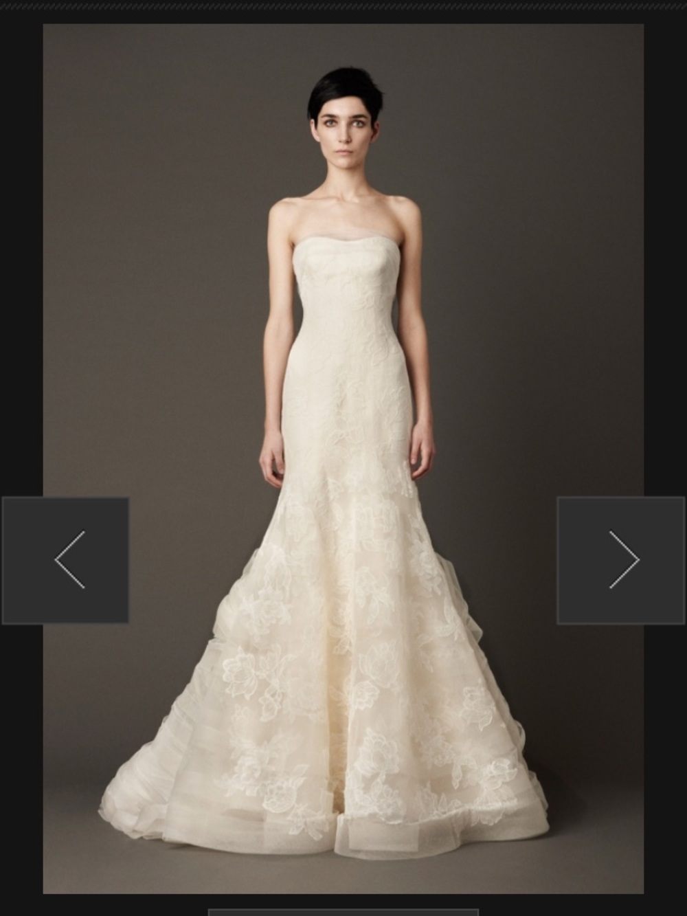 Vera Wang Leila Strapless Lace Mermaid Bridal Gown in Ivory